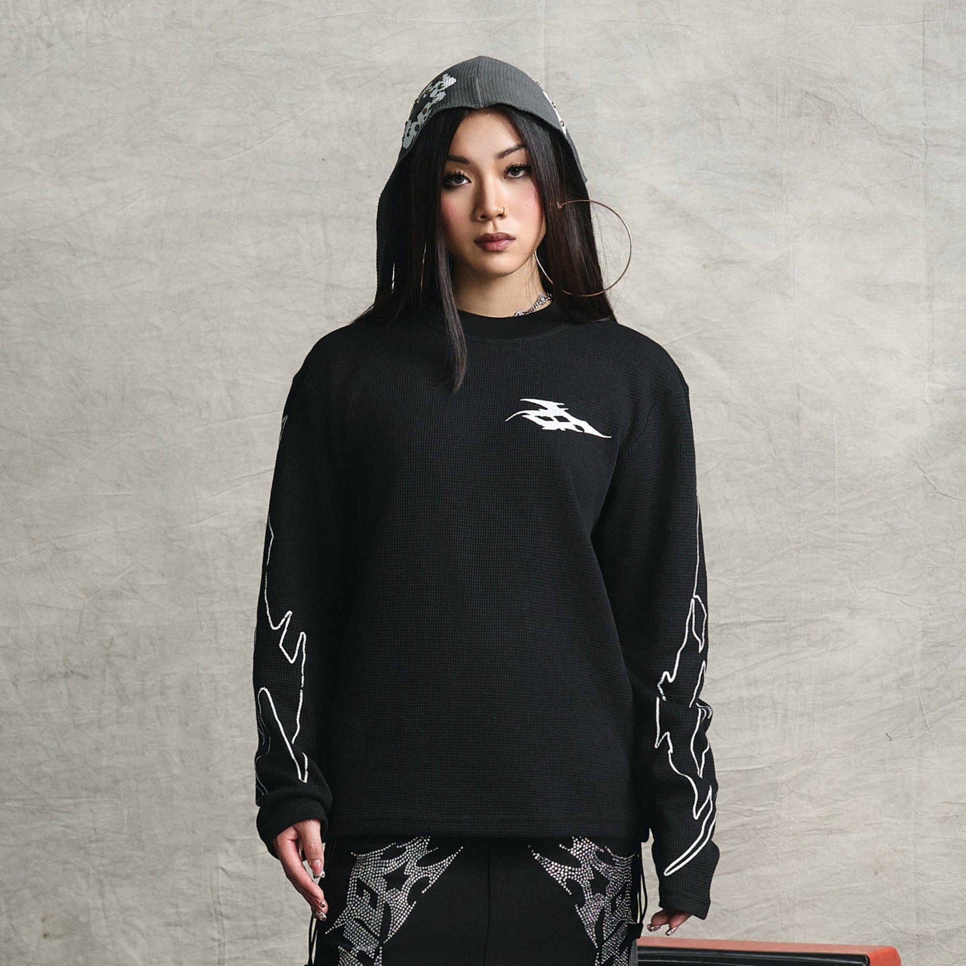 8HZ Waffle Knit Long Sleeve T-Shirt